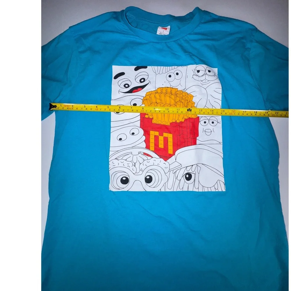 McDonalds French Fries Graphic T-Shirt Blue Short Sleeve Crewneck Large
